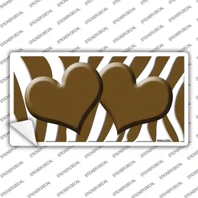 LP-2926s-S Brown White Zebra Centered Hearts Novelty Sticker Decal, Small
