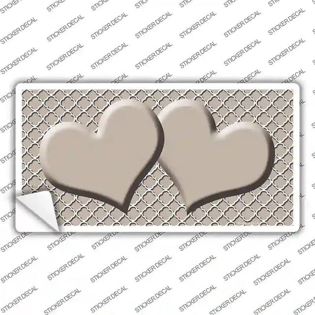 LP-4338s-S Tan White Quatrefoil Center Hearts Novelty Sticker Decal, Small