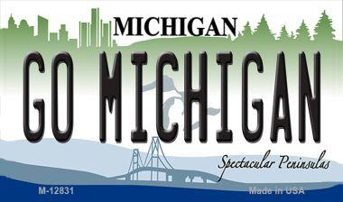M-12831 3.5 x 2 in. Go Michigan Novelty Metal Magnet