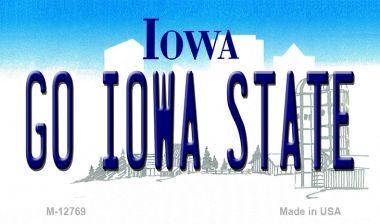 M-12769 3.5 x 2 in. Go Iowa State Novelty Metal Magnet