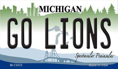 M-13415 3.5 x 2 in. Go Lions Novelty Metal Magnet