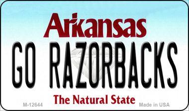 M-12644 3.5 x 2 in. Go Razorbacks Novelty Metal Magnet