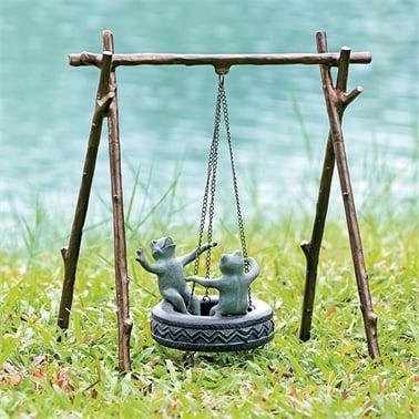 Tire Swing Frogs Garden Sculpture - 23.50 x 22 x 13.50 in.