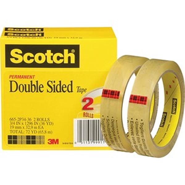 Scotch MMM6652P3436 0.75 in. x 1296 Yards Double Stick Tape, Pack of 2