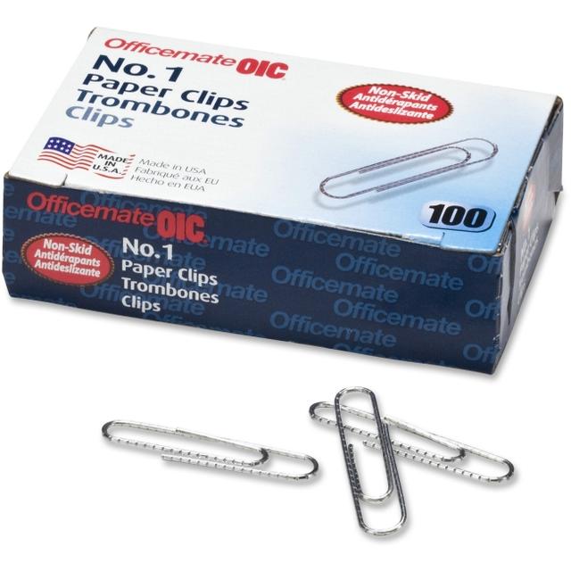 No.1 Gem Steel Non-Skid Paper Clips - Silver