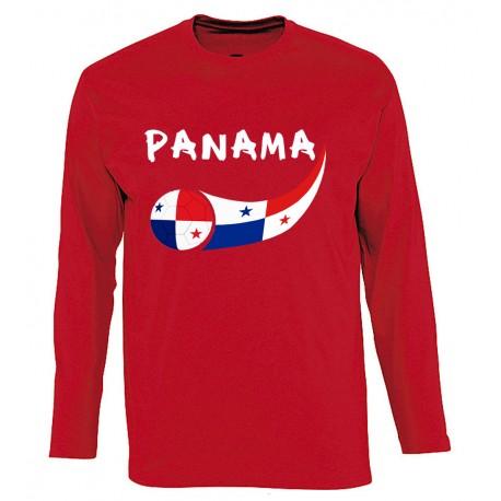 PANLSRD-S Panama Long Sleeve T-Shirt for Men - Red, Small