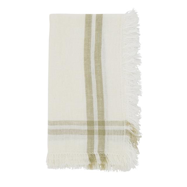 20 in. Trendy Fringed Stripe Napkin, Natural - Set of 4