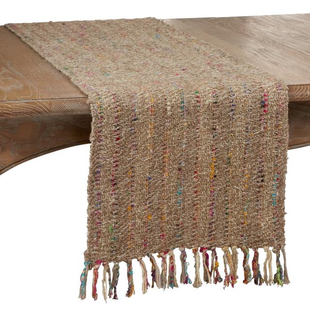 SARO  16 x 72 in. Oblong Table Runner with Thin Stripe Design