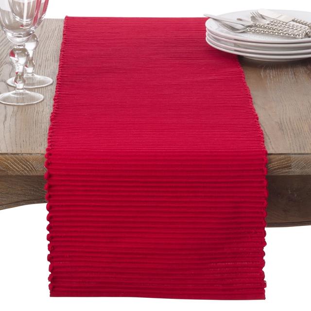 54 in. Ribbed Design Table Runner, Red