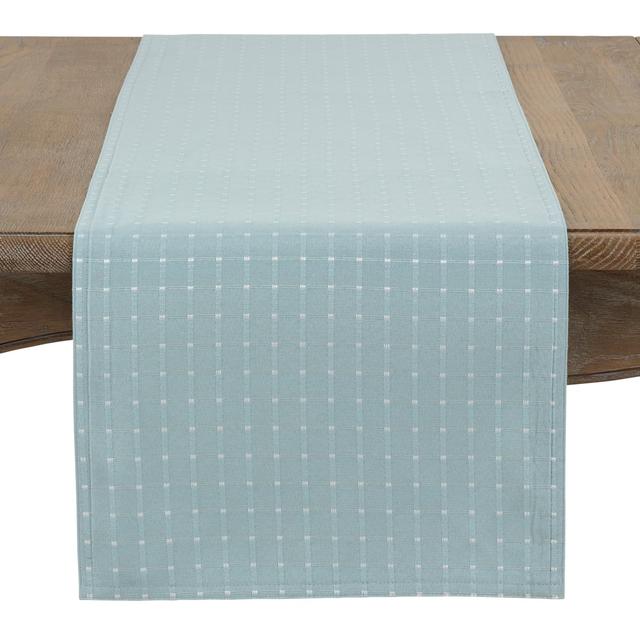 120 in. Square Stitched Line Table Runner, Aqua