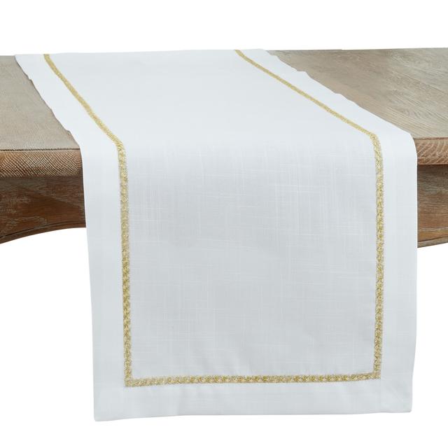 16 x 72 in. Embroidered Border Oblong Table Runner&#44; Gold