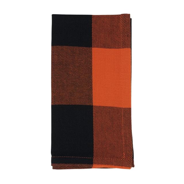 20 in. Buffalo Plaid Napkin, Orange & Black - Set of 4