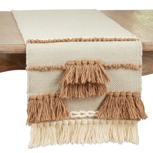 16 x 72 in. Textured Boho Table Runner&#44; Natural