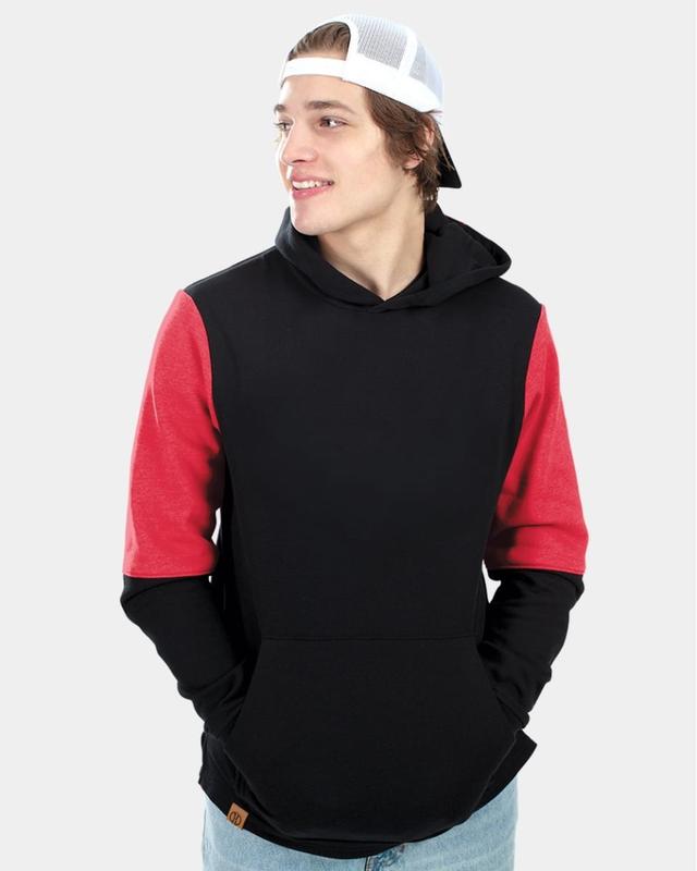 B17664755 Youth Ivy League Team Fleece Colorblocked Hooded Sweatshirt, Royal Heather & White - Large