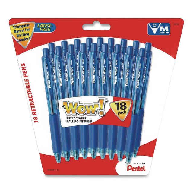 PENBK440BP18CPK 0.7 mm Medium Retractable Ballpoint Pen&#44; Blue Ink & Blue Barrel - Pack of 18