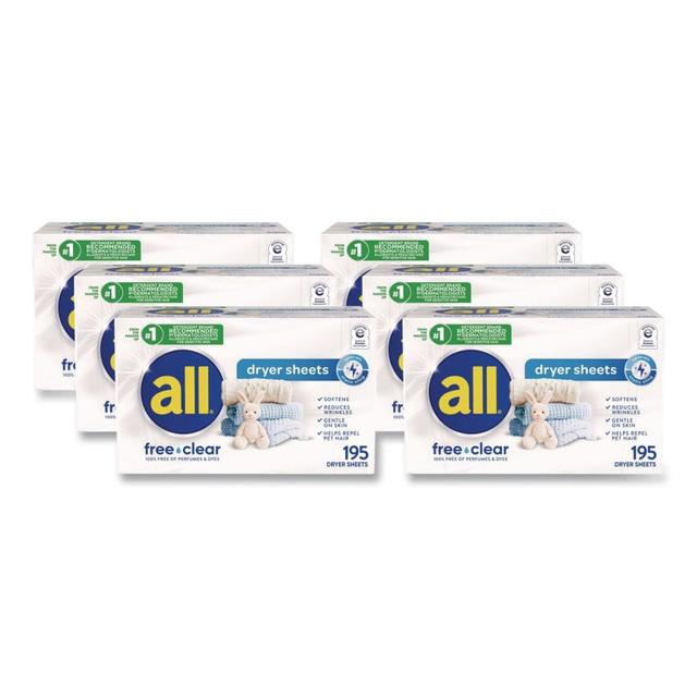 Henkel DIA47362 Free Clear Dryer Sheets, Fragrance Free - Pack of 6