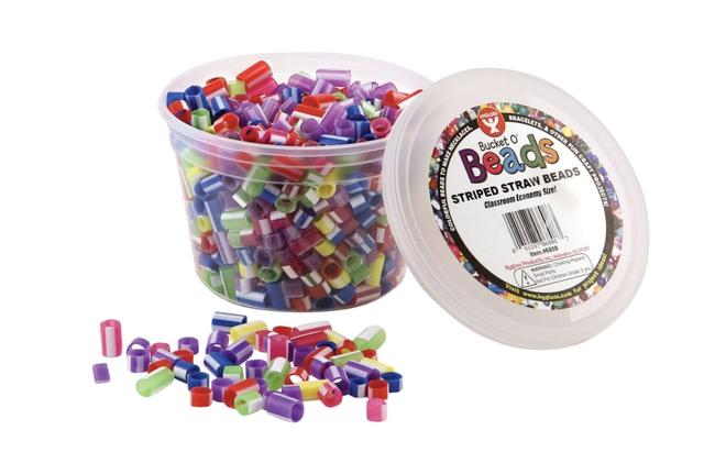 Hygloss Products 223740 Hygloss Striped Straw Bead, Assorted Colors - Pack of 1000