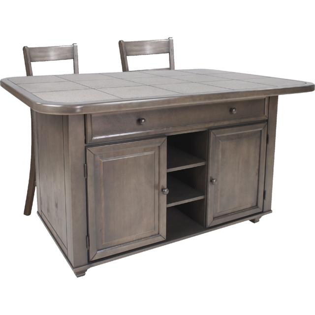 CY-KIT2-B200-AG3P 1.5 x 62.5 x 39 in. Shades of Gray Kitchen Island Set - Weathered Gray - 3 Piece