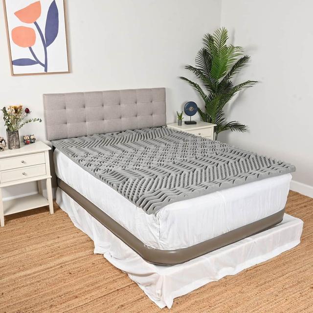 FL41823 2 in. Charcoal 7 Zone Memory Foam Mattress Topper, Charcoal - Full Size