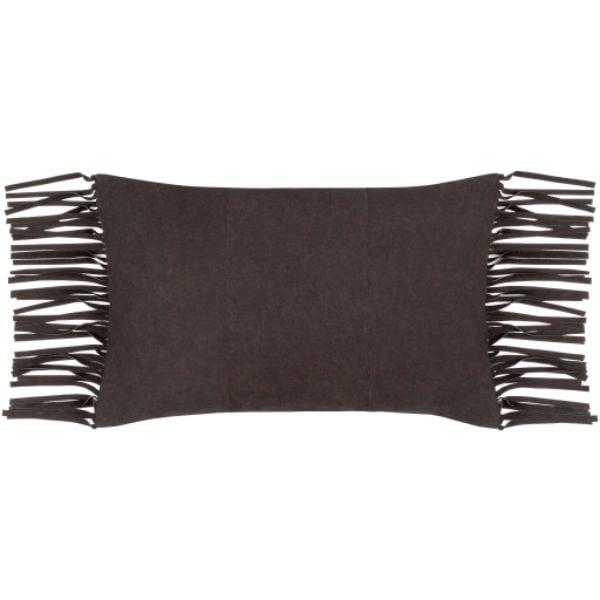 SFG002-1422 14 x 22 in. Suede Fringe RectanglePillow Cover, Black