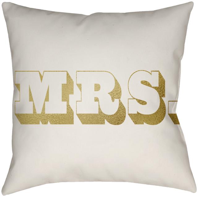 MRSS002-2020 20 x 20 in. Mr & Mrs MRSS-002 Square Accent Pillow&#44; Ivory & Metallic Gold
