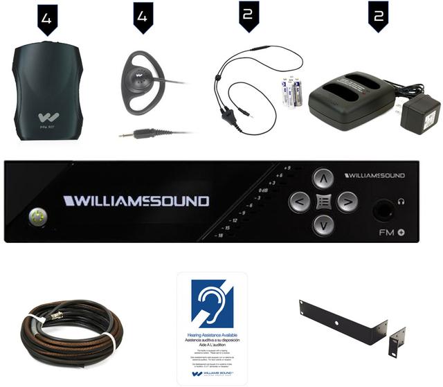WLS-FM-557-PRO-D Plus Large-area Dual FM & Wi-Fi Assistive Listening System with Dante & 4 FM R37 Receivers