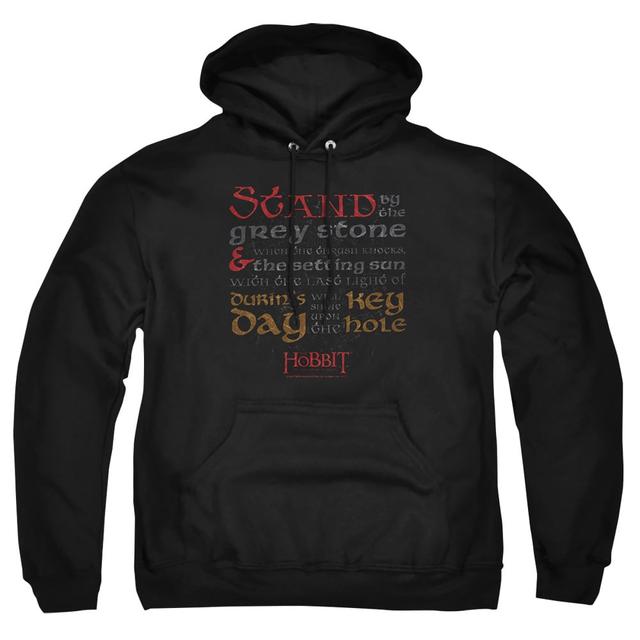 HOB2032-AFTH-8 Hobbit Keyhole Adult Pullover Hoodie, Black - 5X