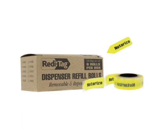 B91043 Redi-Tag Please Sign&#44; Date & Mail Flag Refill&#44; Yellow - 6 Rolls
