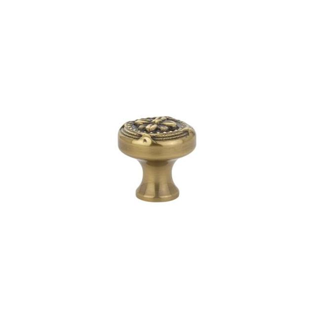 1.25 in. Cabinet Knob Ribbon & Reed&#44; French Antique Brass