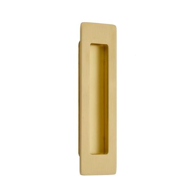 6 in. Modern Rectangular Flush Pull, Satin Brass