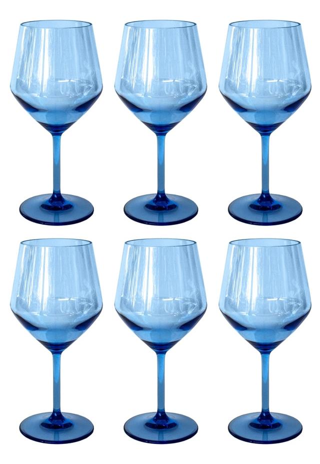 DK24089888 23 oz TarHong Angle Goblet&#44; Blue - Set of 6