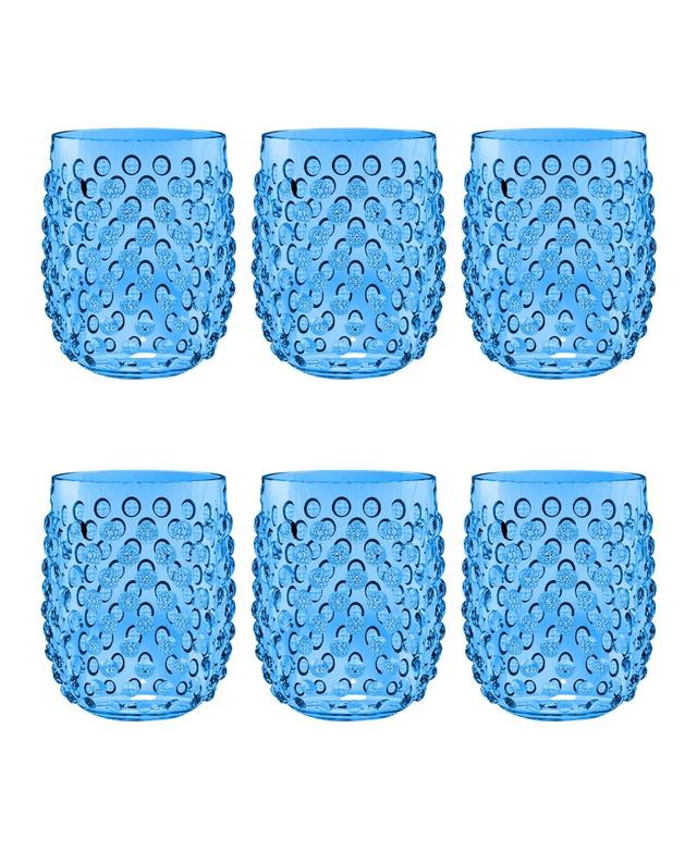 DK23988976 15 oz Hobnail Stemless Glass&#44; Blue - Set of 6