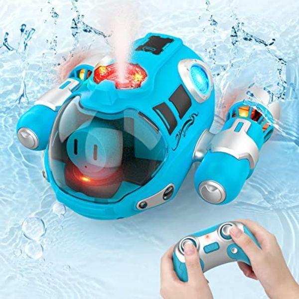 NC21696 Radio Control Boat Toys with Remote Control Boat Pool with Light Swimming for Kids - Blue