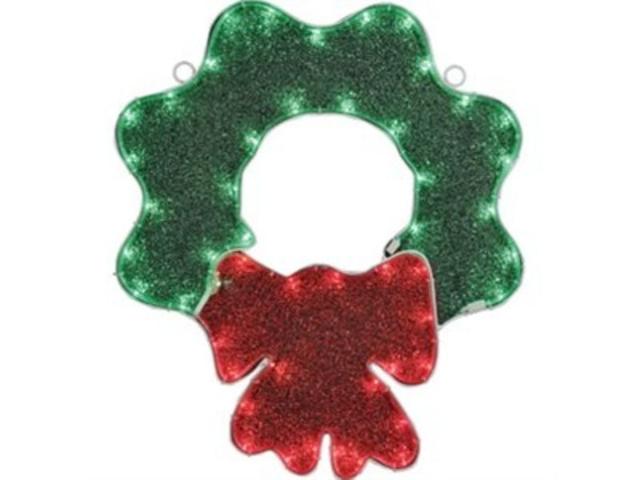 18 in. Green Wreath Tape Light LED Christmas Window Decoration