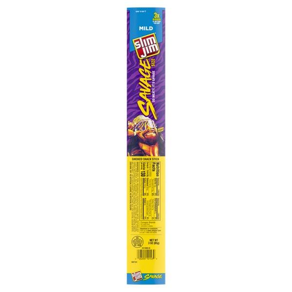 129256 3 oz Slim Jim Savage Mild Smoked Meat Stick - Pack of 12
