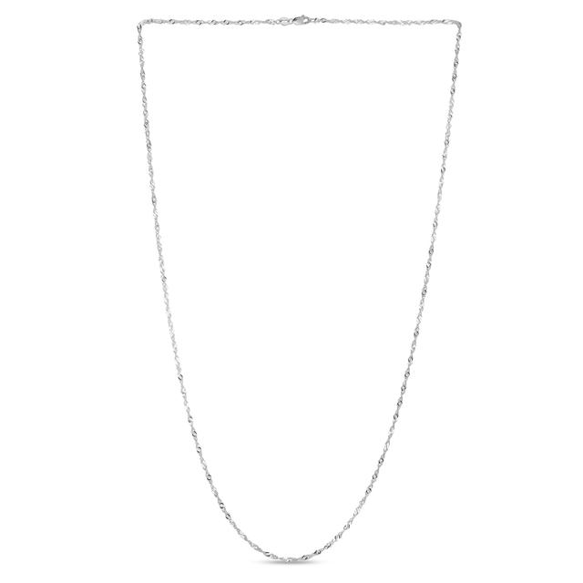 24 in. 10K White Gold Diamond Cut Textured Singapore Chain with Lobster Clasp