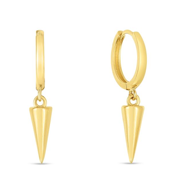 14K Yellow Gold Polished Spike Earring with Snap Clasp
