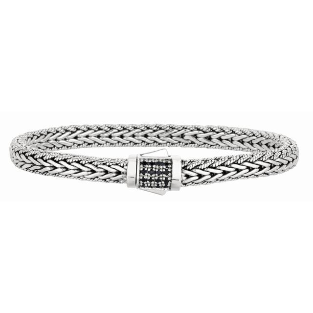 7 in. Sterling Silver Diamond Cut Textured Bracelet with Box Clasp
