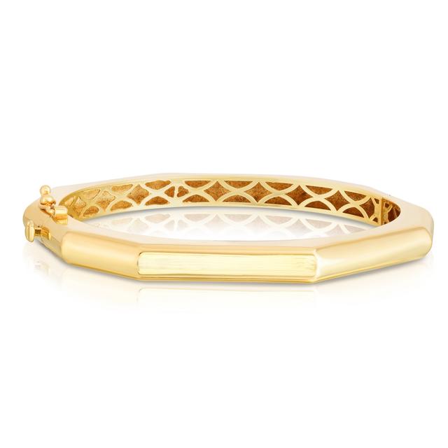7 in. 14K Yellow Gold Polished Geometric Shape Bangle with Box & Figure 8 Clasp
