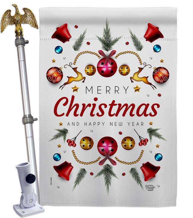 28 x 40 in. Ornament Arrangement House Flag Set Wintertime Christmas Double-Sided Decorative Vertical Flags & Decoration Banner Garden Yard Gift