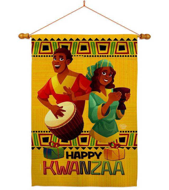 HS190022-BO-03 28 x 40 in. Joyful Kwanzaa House Flag Set Black History Double-Sided Decorative Vertical Flags & Decoration Banner Garden Yard Gift