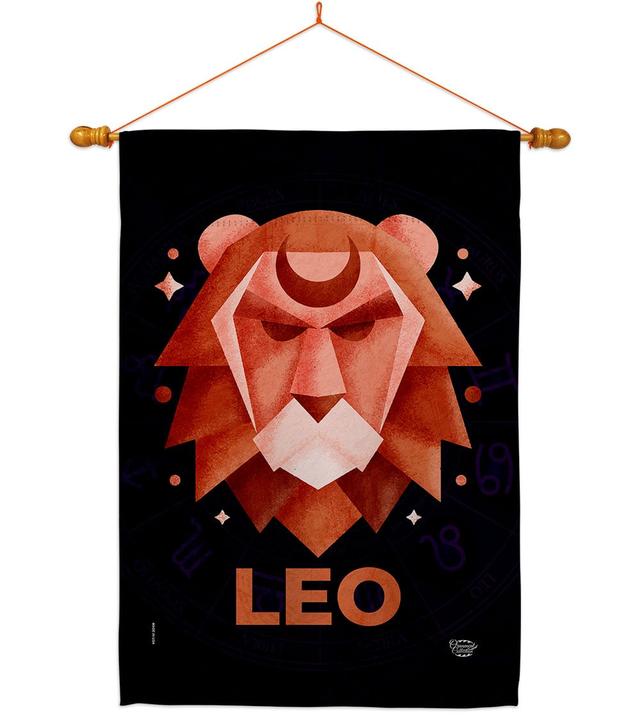 HS190027-BO-03 28 x 40 in. Leo House Flag Set Interests Zodiac Double-Sided Decorative Vertical Flags & Decoration Banner Garden Yard Gift