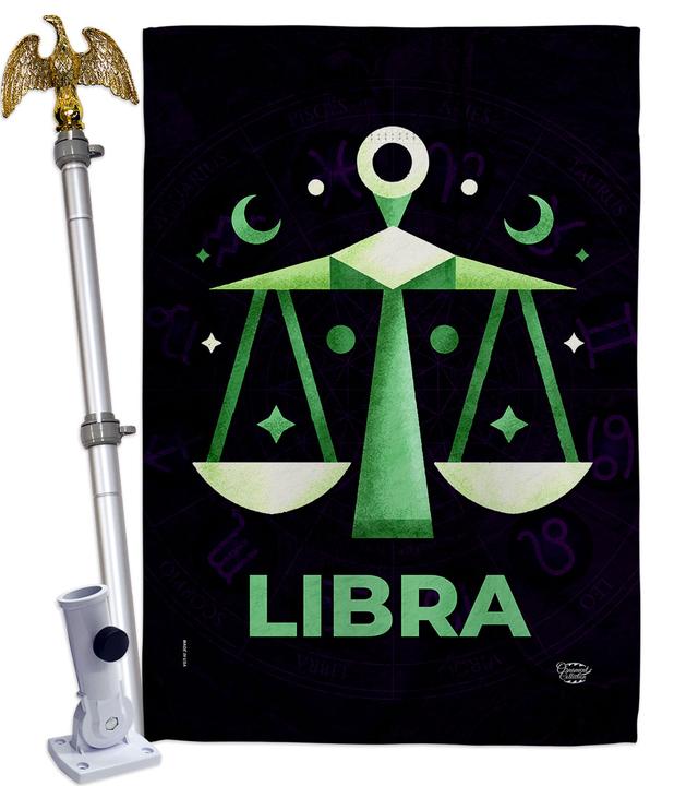 HS190029-BO-02 28 x 40 in. Libra House Flag Set Interests Zodiac Double-Sided Decorative Vertical Flags & Decoration Banner Garden Yard Gift