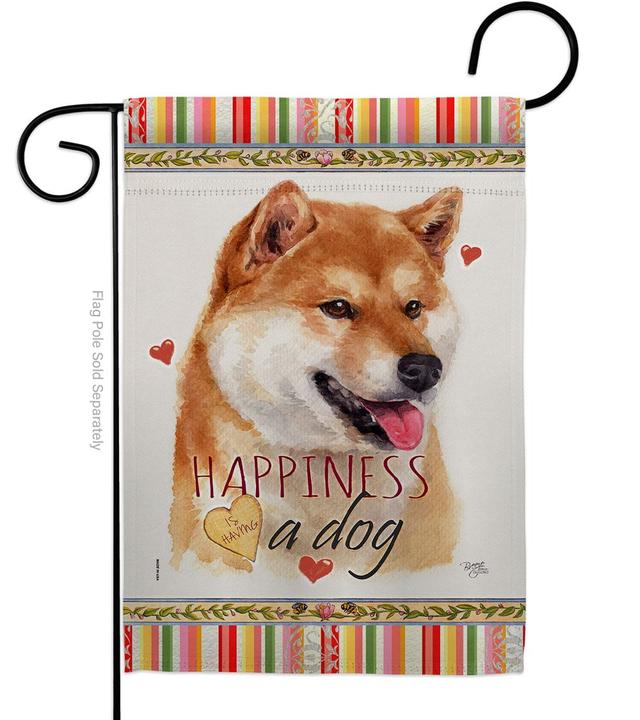 G160268-BO Sesame Shiba Inu Happiness Animals Dog 13 x 18.5 in. Double-Sided Decorative Vertical Garden Flags for House Decoration Banner Yard Gift