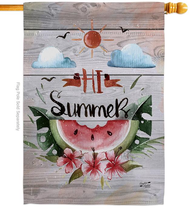 H137017-BO Hi Summer Summertime Fun & Sun 28 x 40 in. Double-Sided Decorative Vertical House Flags for Decoration Banner Garden Yard Gift