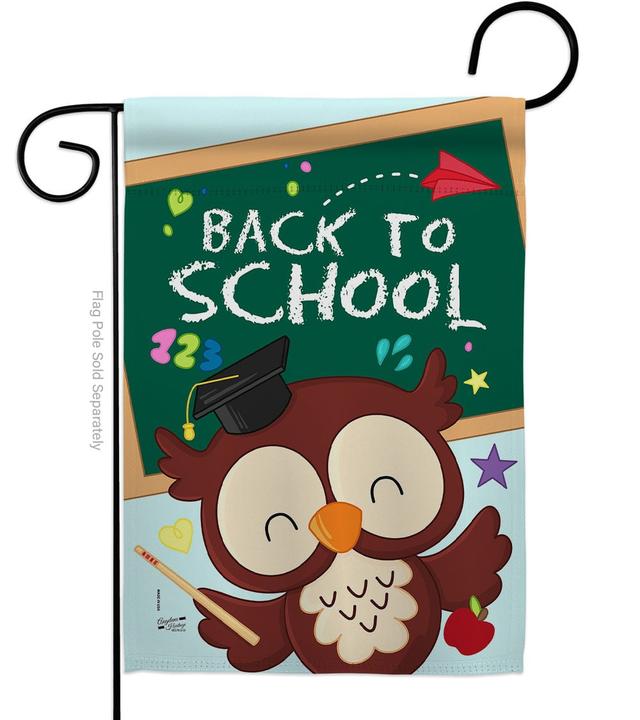 G135210-BO Whoo Back to School Education 13 x 18.5 in. Double-Sided Decorative Vertical Garden Flags for House Decoration Banner Yard Gift
