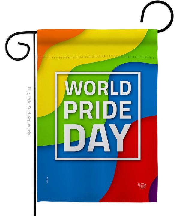 G190109-BO 13 x 18.5 in. World Pride Garden Flag with Support Double-Sided Decorative Vertical House Banner Yard Gift