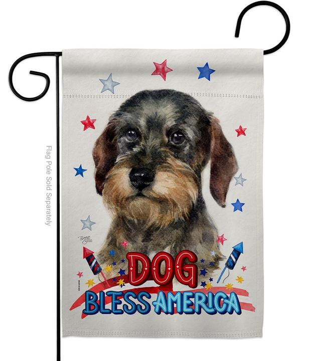 Patriotic Wire Haired Dachshund Animals Dog 13 x 18.5 in. Double-Sided Decorative Vertical Garden Flags for House Decoration Banner Yard Gift