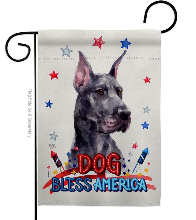 Patriotic Cropping Black Great Dane Animals Dog 13 x 18.5 in. Double-Sided Decorative Vertical Garden Flags for House Decoration Banner Yard Gift