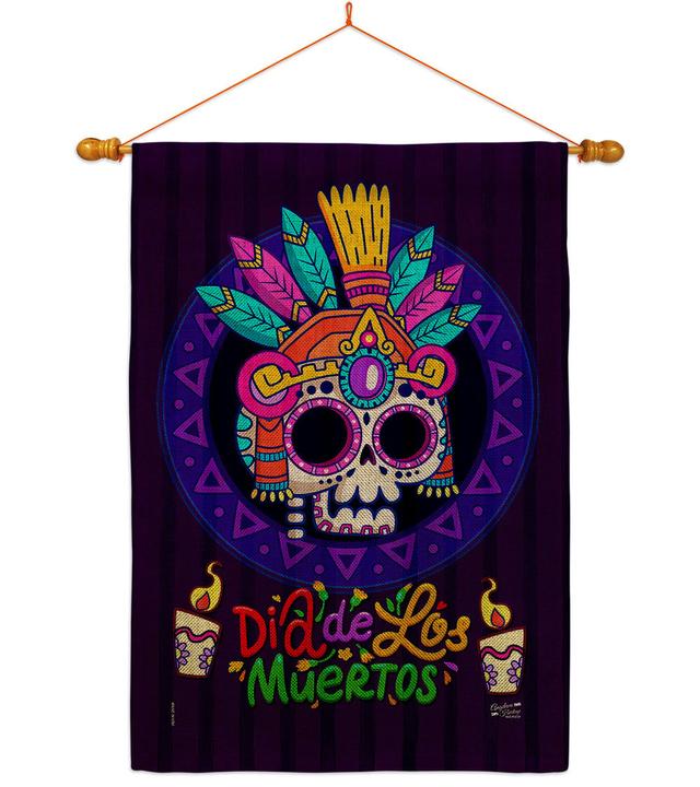 HS130412-DB-03 Dia de los Muertos Falltime Day of Diad 28 x 40 in. Double-Sided Decorative Horizontal Flags for Decoration Banner Garden Yard Gift
